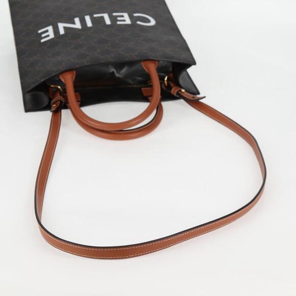 CELINE Triomphe Vertical Cabas Tote Bag Pvc Leather Black Gold - Picture 8 of 13